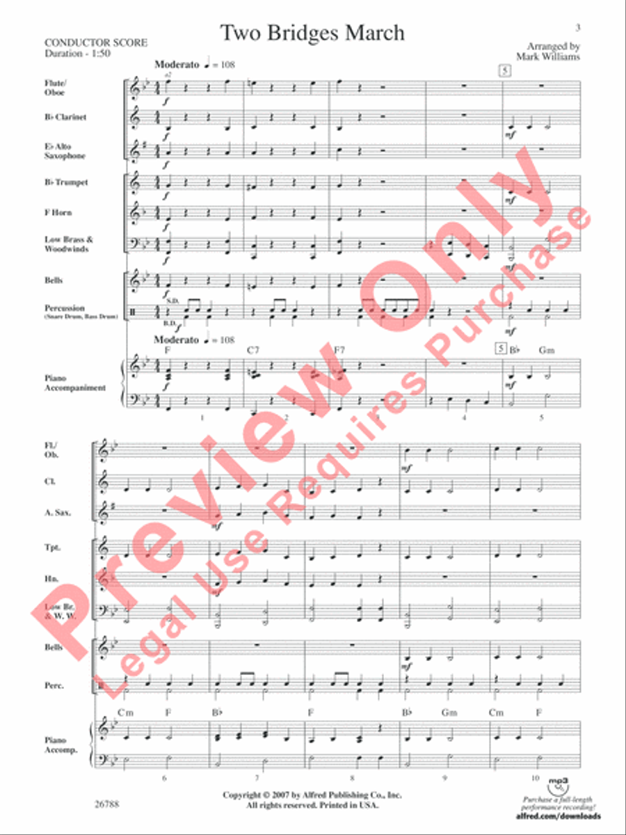 Two Bridges March Concert Band scores gallery preview page 4
