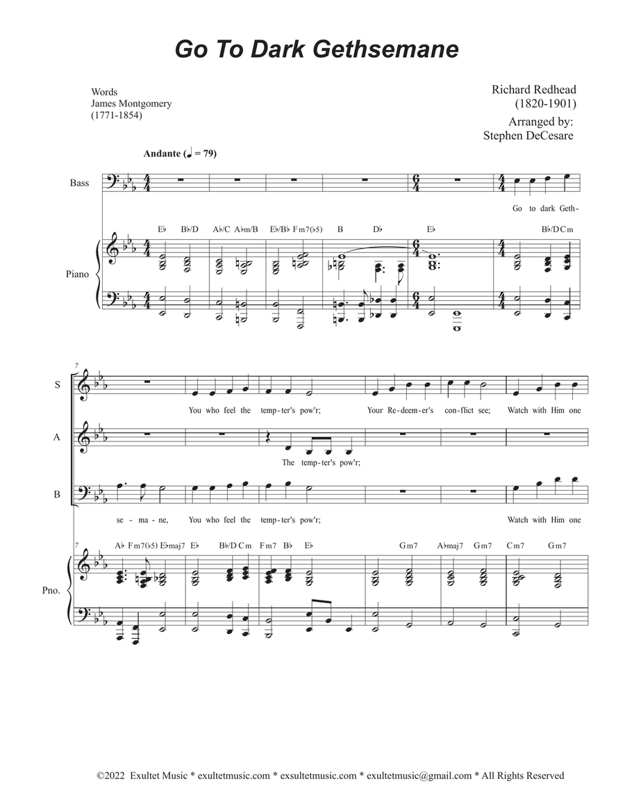 Go To Dark Gethsemane (SAB) 3-Part scores gallery preview page 1