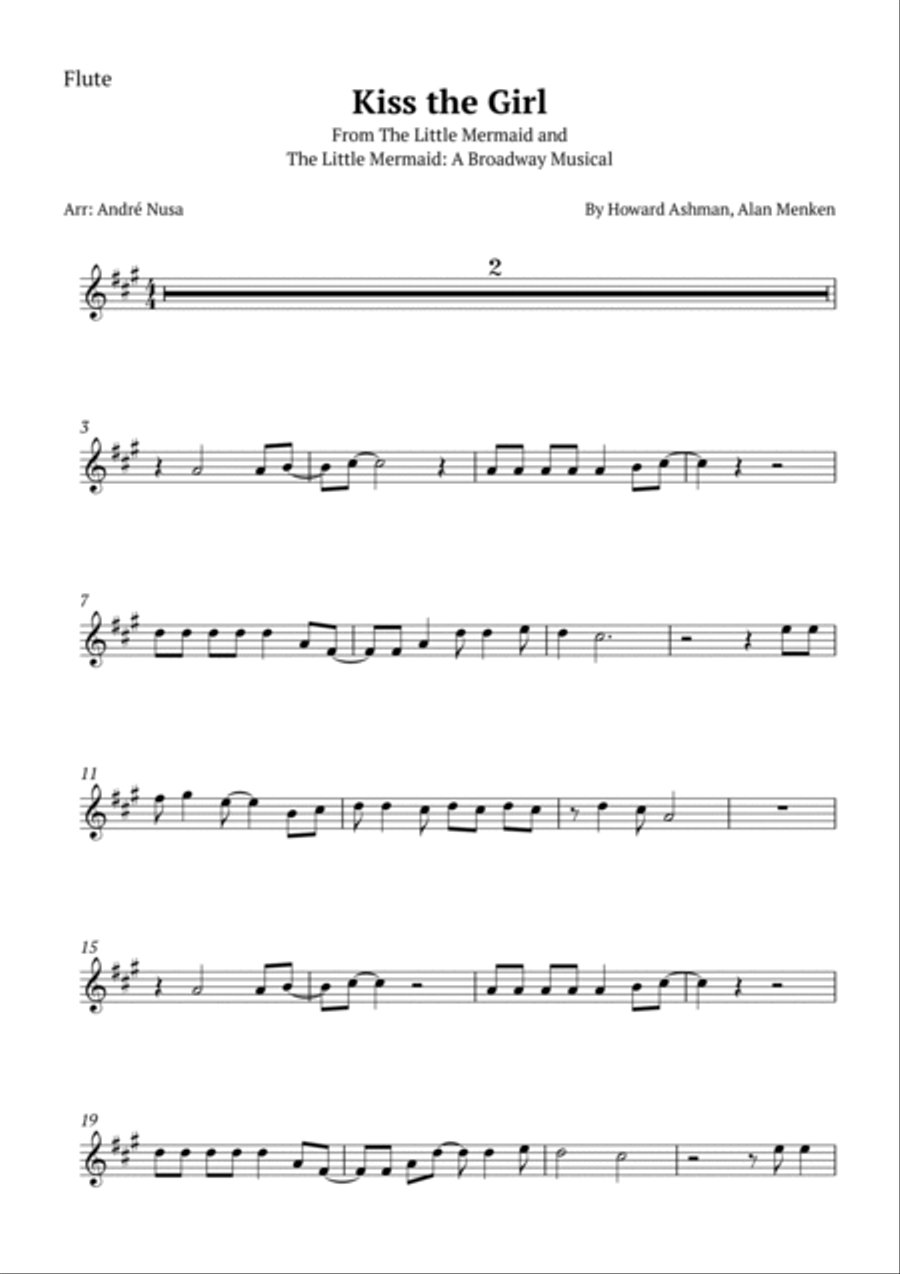 Kiss The Girl Flute scores gallery preview page 6