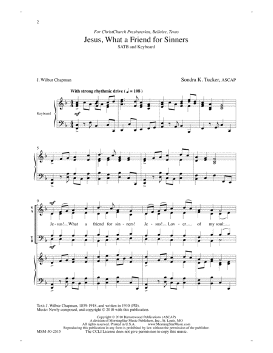Jesus, What a Friend for Sinners 4-Part scores gallery preview page 2