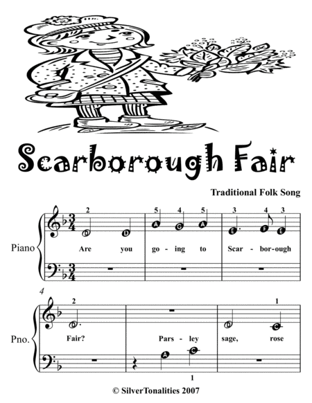 Scarborough Fair Beginner Piano Sheet Music 2nd Edition