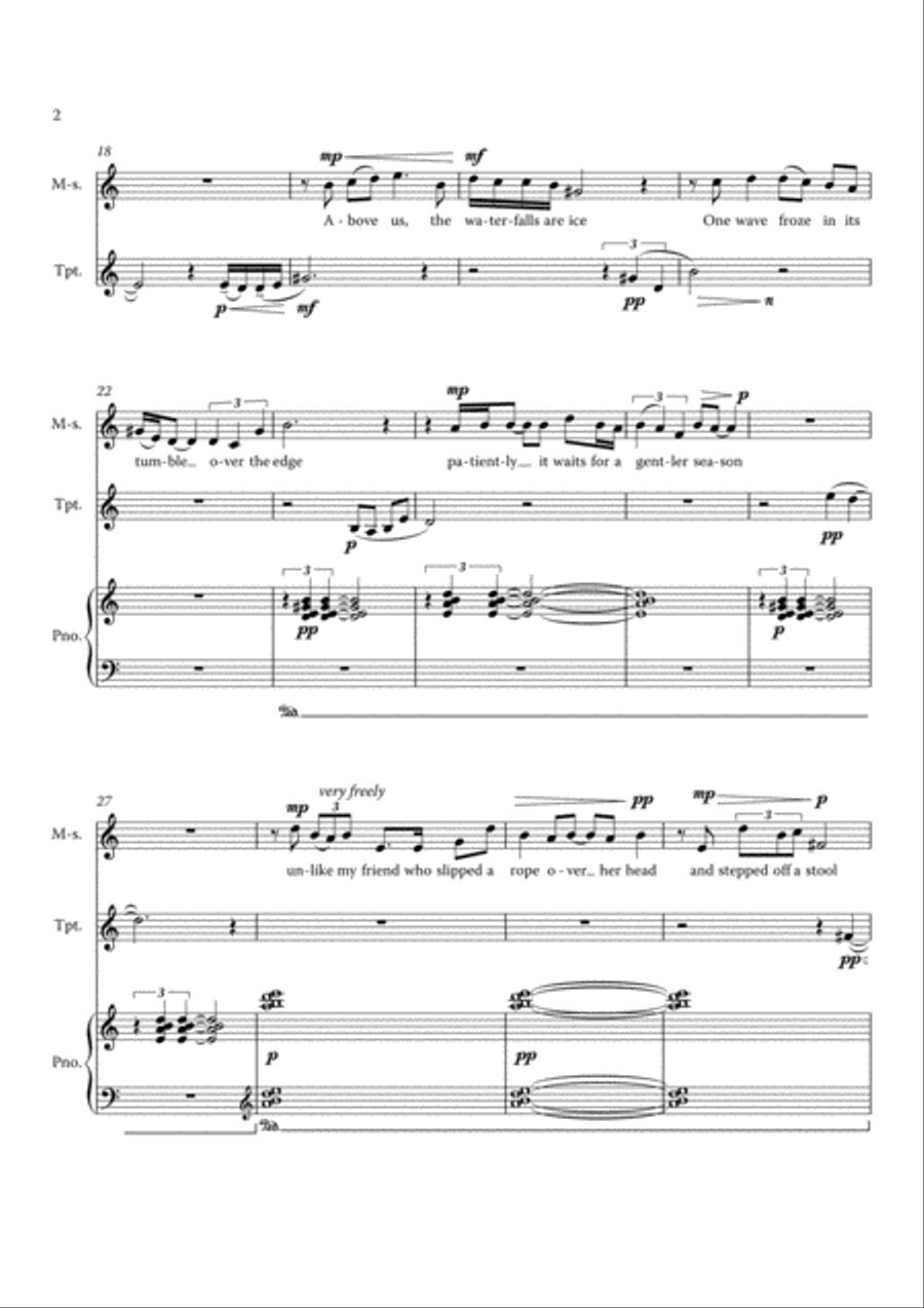 Carson Cooman : Chasing the Moon Down (2009), for mezzo-soprano, trumpet, and piano Small Ensemble scores gallery preview page 6