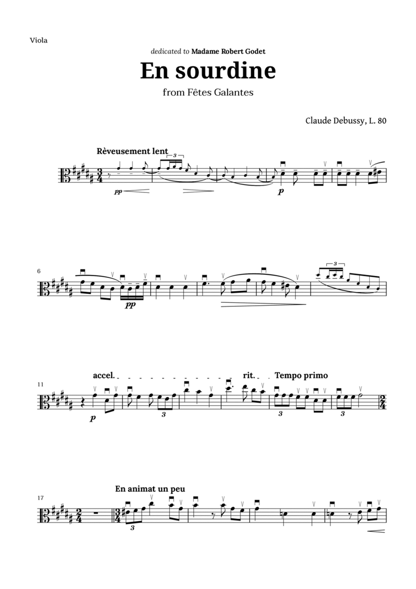 En sourdine by Debussy for Viola image number null