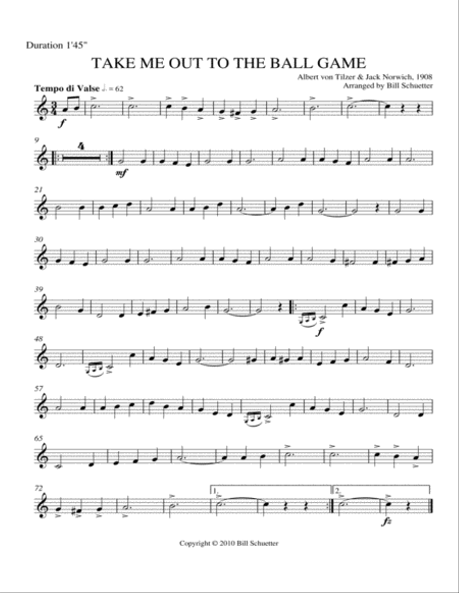 Take Me Out To the Ball Game Brass Quintet scores gallery preview page 4