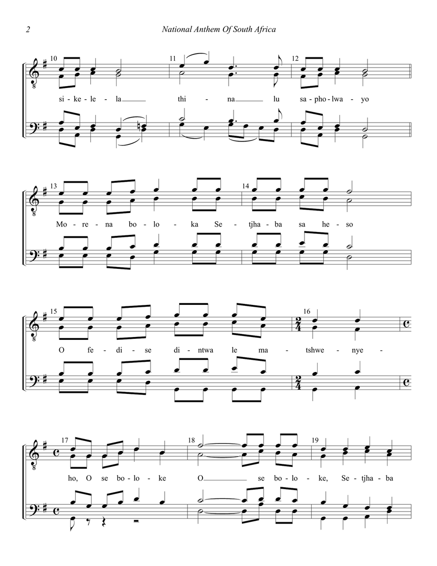 National Anthem Of South Africa TTBB scores gallery preview page 2
