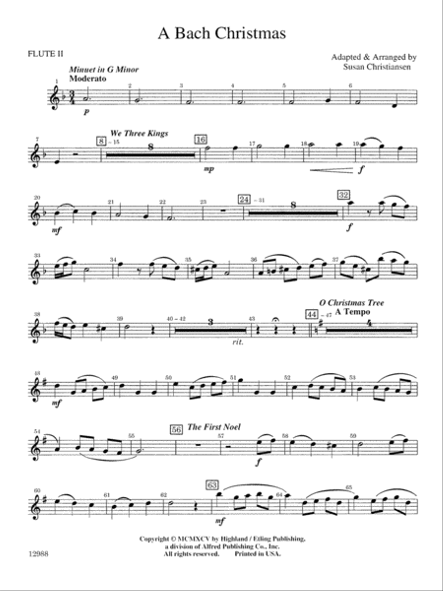 A Bach Christmas: 2nd Flute Full Orchestra scores gallery preview page 1