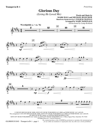 Glorious Day (Living He Loved Me) (arr. Mary McDonald) - Bb Trumpet 1