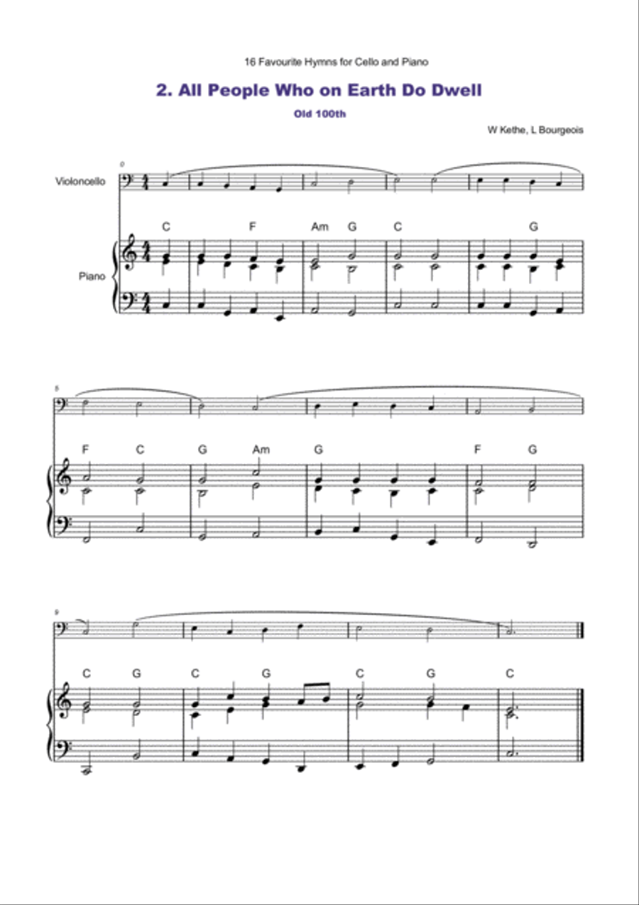 16 Favourite Hymns Vol.1 for Cello and Piano Piano scores gallery preview page 3