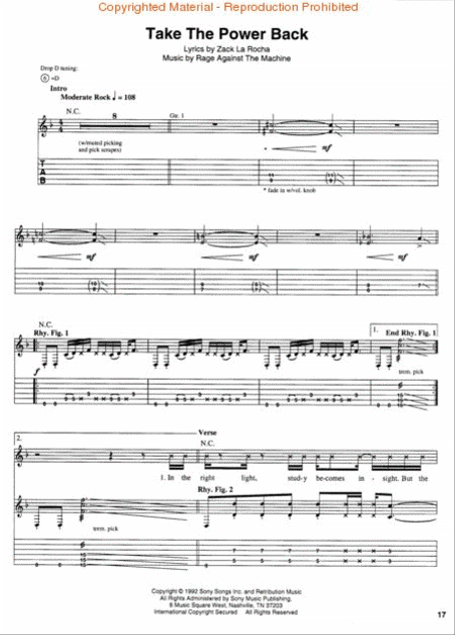 Rage Against the Machine Electric Guitar scores gallery preview page 2