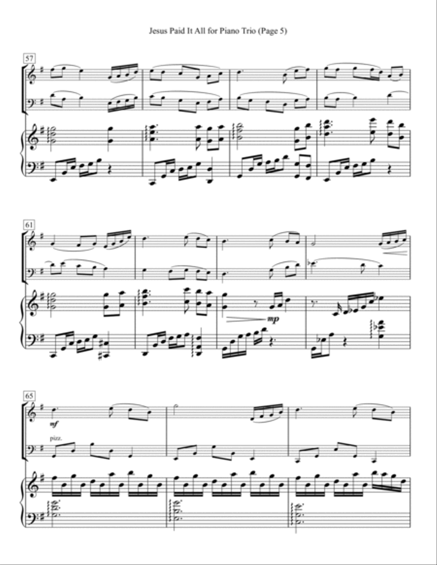 Jesus Paid It All for Piano Trio Piano Trio scores gallery preview page 5