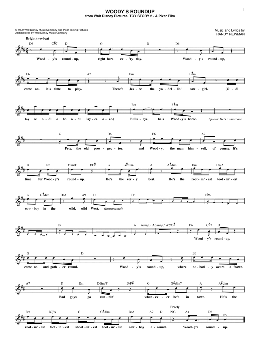 Woody's Roundup (from Toy Story 2) Guitar scores gallery preview page 1