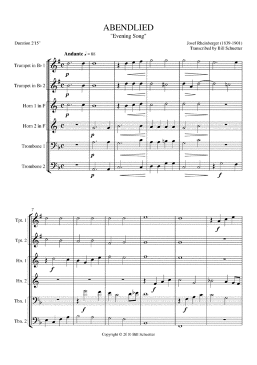 Abendlied Chamber Music scores gallery preview page 1