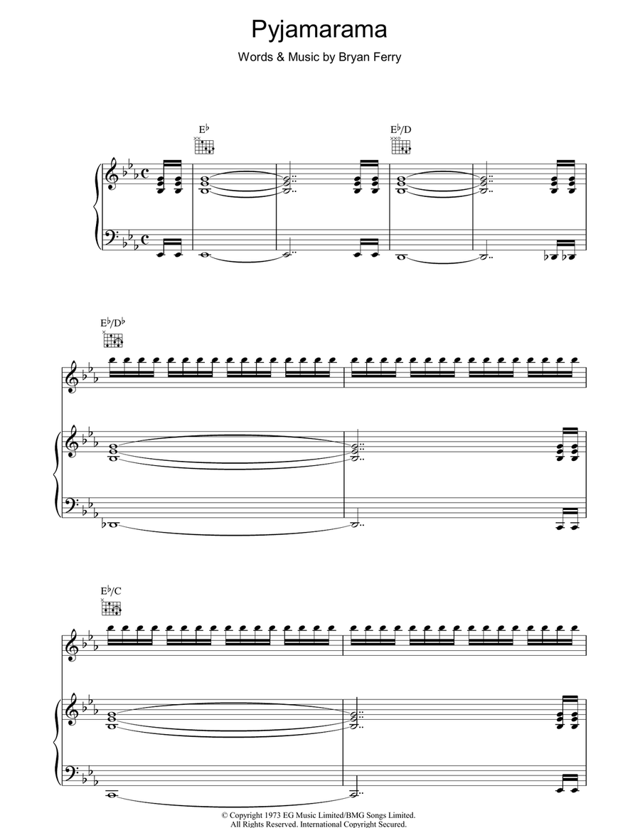 Pyjamarama Piano, Vocal, Guitar scores gallery preview page 1