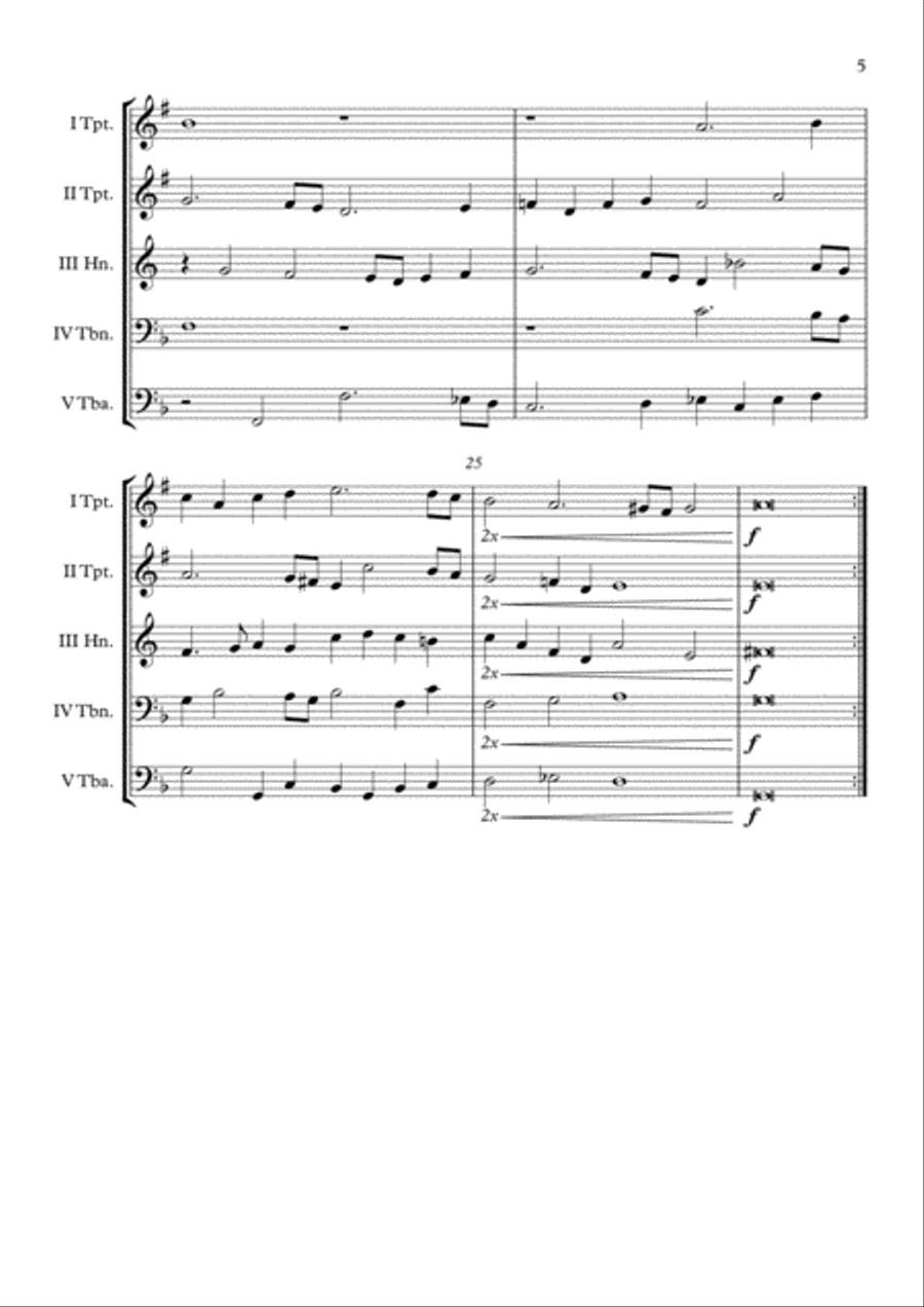 Spero PGA 23 (Anthony Holborne) Brass Quintet arr. Adrian Wagner Brass Quintet scores gallery preview page 5
