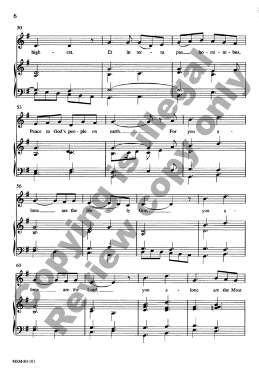 Gloria in Excelsis Deo Unison Choir scores gallery preview page 6