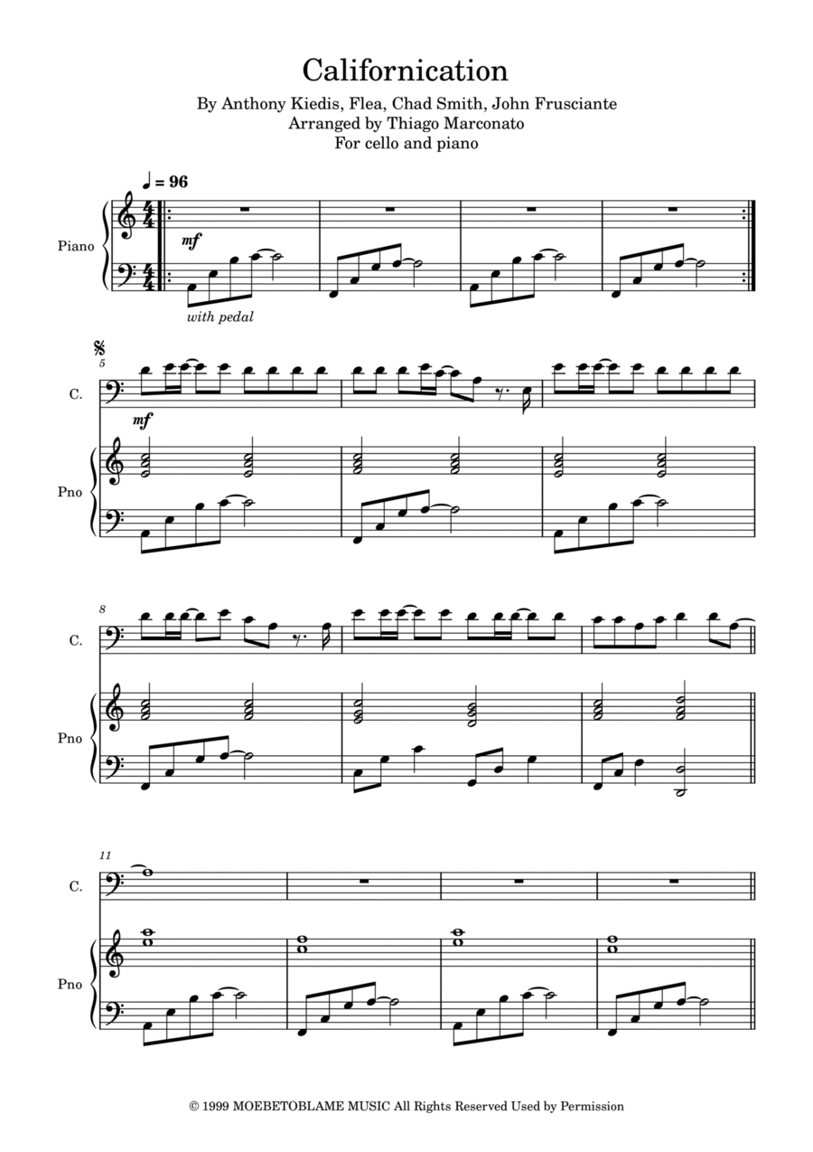 Californication Piano scores gallery preview page 1