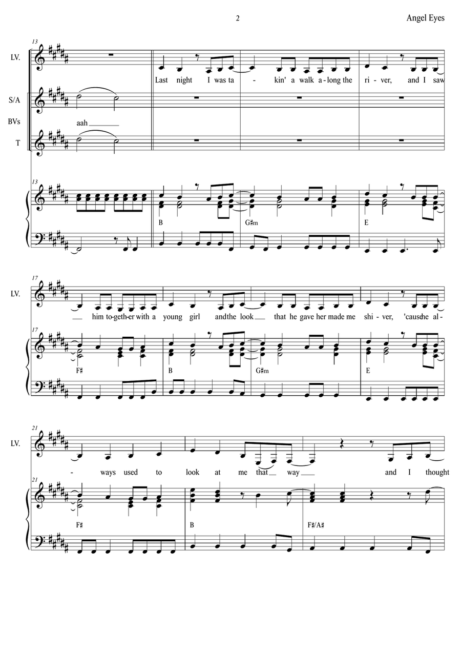 Angel Eyes Piano, Vocal scores gallery preview page 2