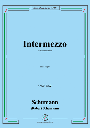 Book cover for Schumann-Intermezzo,Op.74 No.2,in D Major