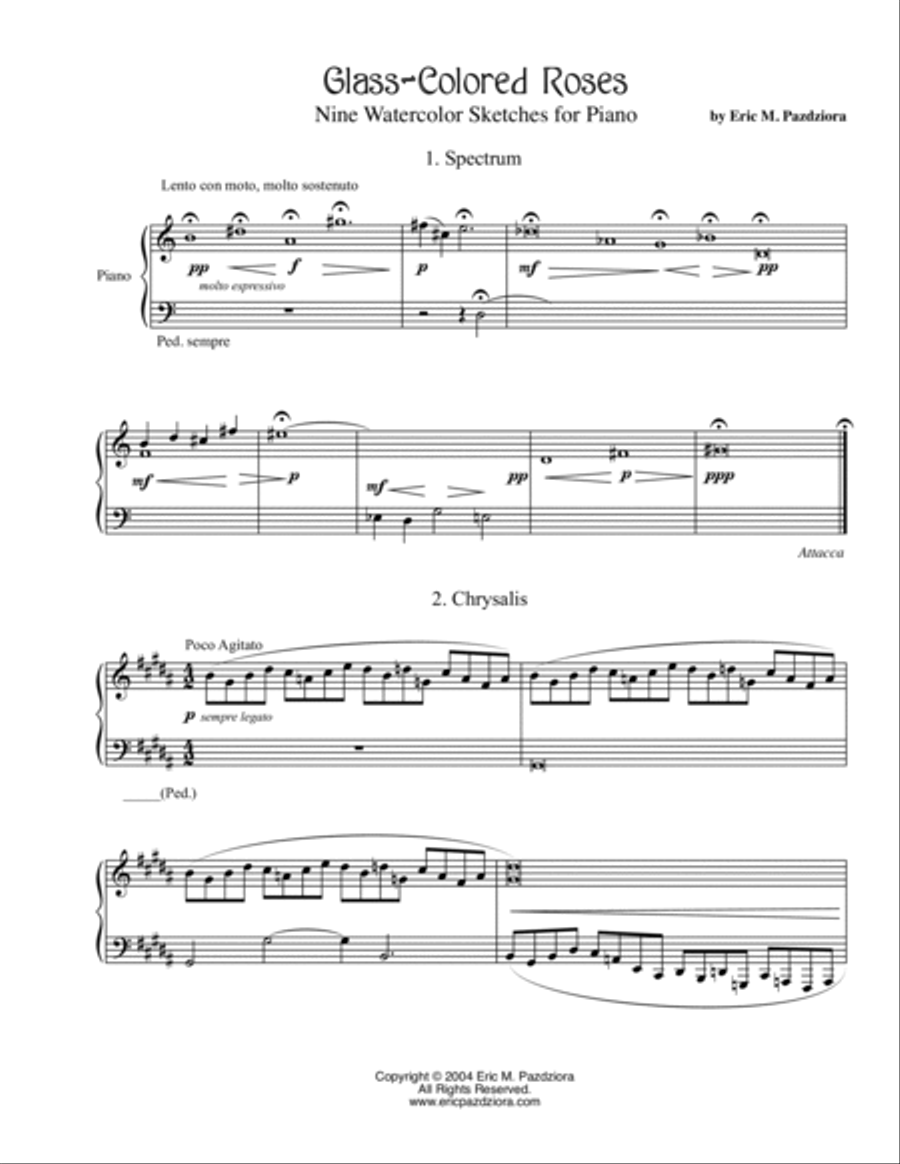 Glass-Colored Roses: Nine Watercolor Sketches for Piano Piano Solo scores gallery preview page 3