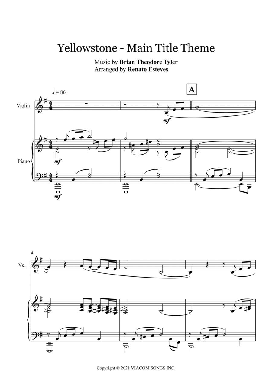 Yellowstone - Main Title Theme Violin Solo scores gallery preview page 1