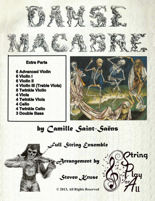 Book cover for Extra Parts for Danse Macabre for Multi-Level String Orchestra