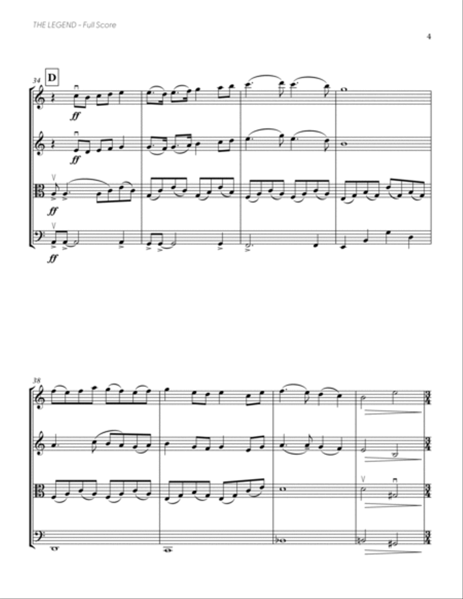 The Legend (from DELTARUNE) (for String Quartet) String Quartet scores gallery preview page 5