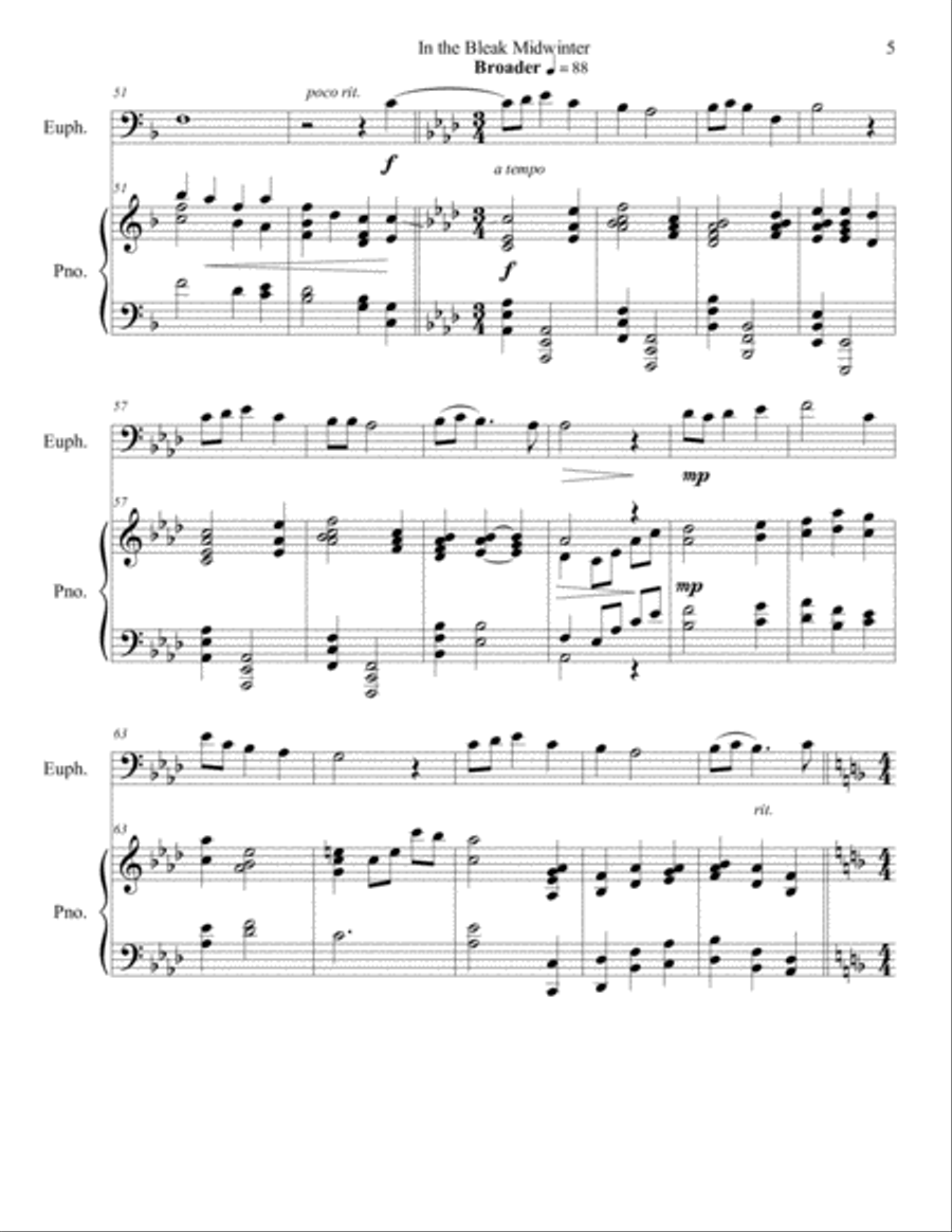 In the Bleak Midwinter (euphonium/piano), arr. Brenda Portman Euphonium scores gallery preview page 5