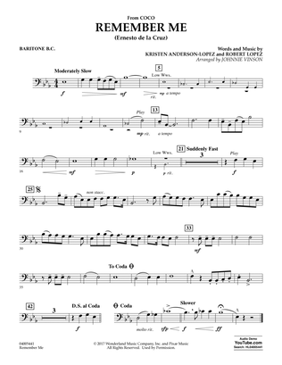 Remember Me (from Coco) (arr. Johnnie Vinson) - Baritone B.C.