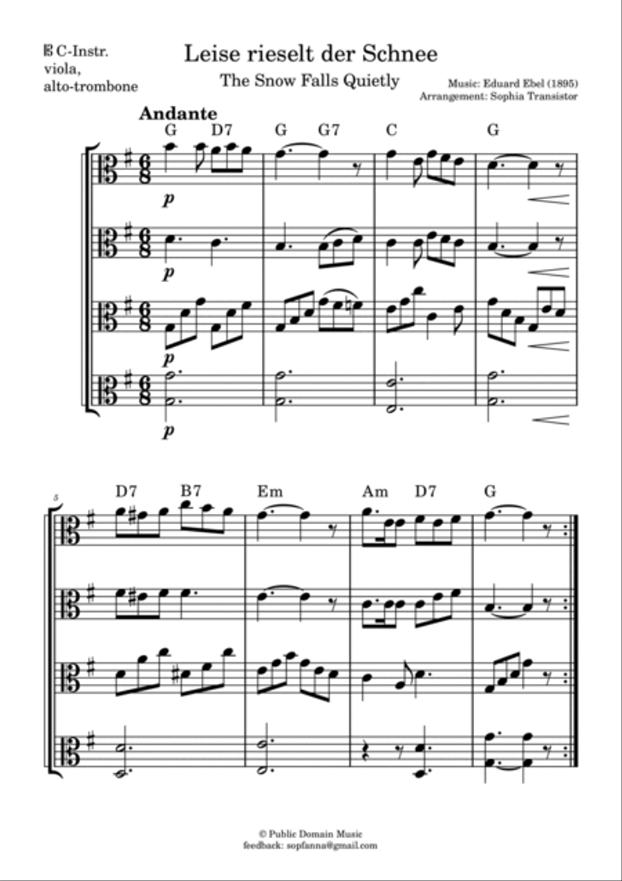 Leise rieselt der Schnee (The Snow Falls Quietly) for family band 4-Part scores gallery preview page 5