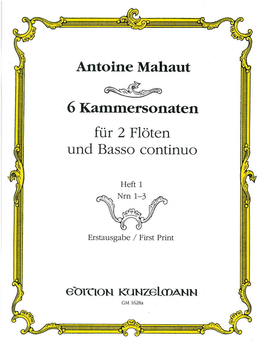6 chamber sonatas for 2 flutes and basso continuo, Volume 1 Flute Duet scores gallery preview page 1