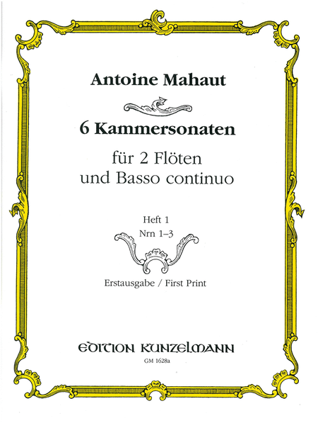 6 chamber sonatas for 2 flutes and basso continuo, Volume 1