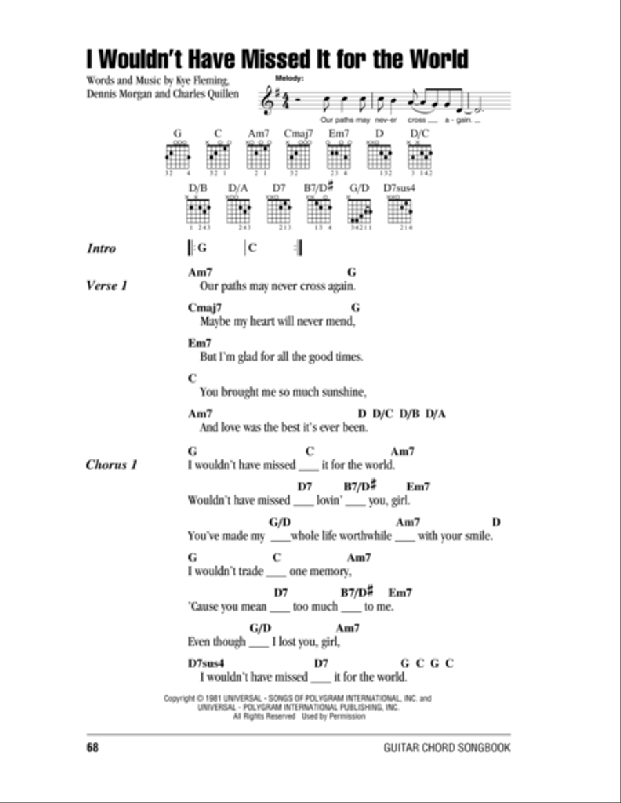 I Wouldn't Have Missed It For The World Acoustic Guitar scores gallery preview page 1
