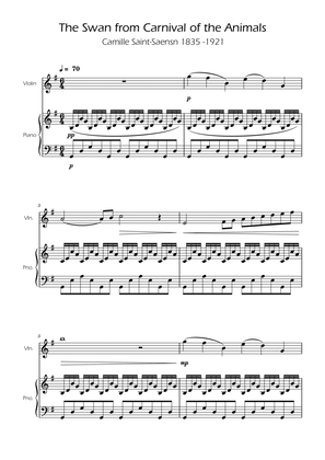 The Swan - Camille Saint-Saëns - Violin w/ Piano