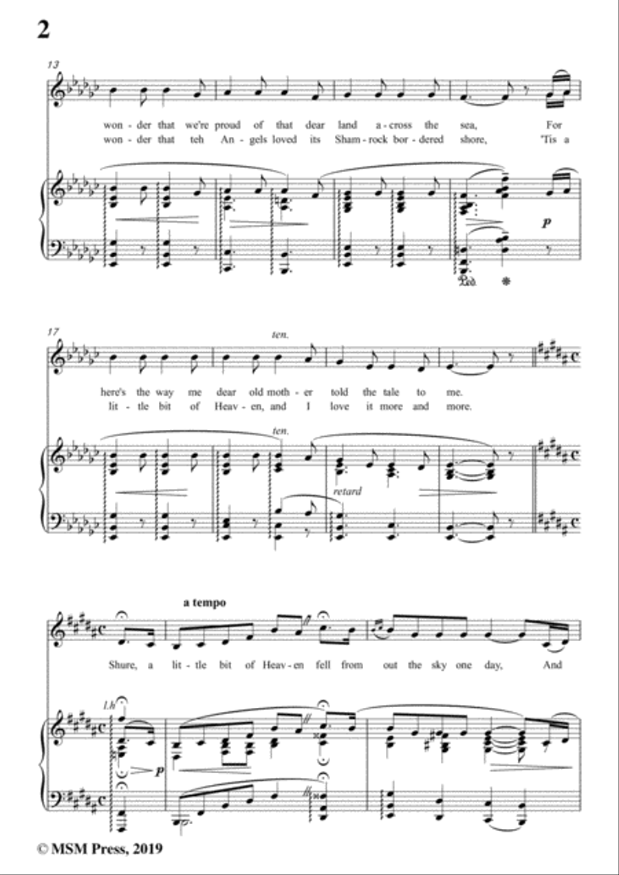 Ernest R. Ball-Little Bit of Heaven,in e flat minor,for Voice and Piano image number null