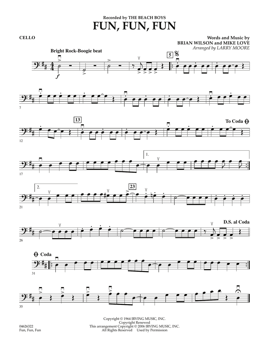 Fun, Fun, Fun - Cello Orchestra scores gallery preview page 1