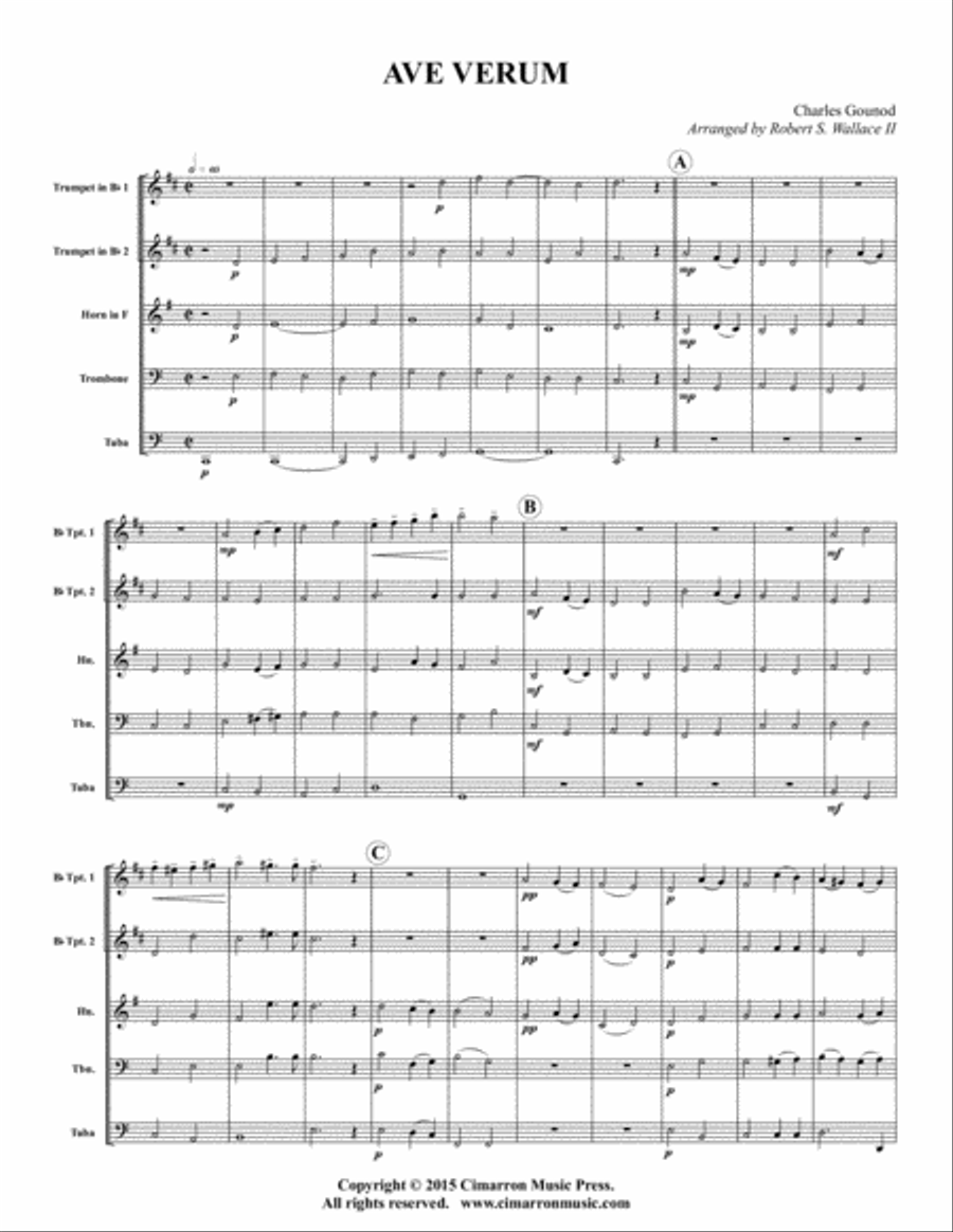 Ave Verum Brass Quintet scores gallery preview page 2