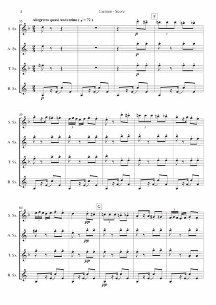 Carmen (Two Pieces) For Saxophone Quartet image number null