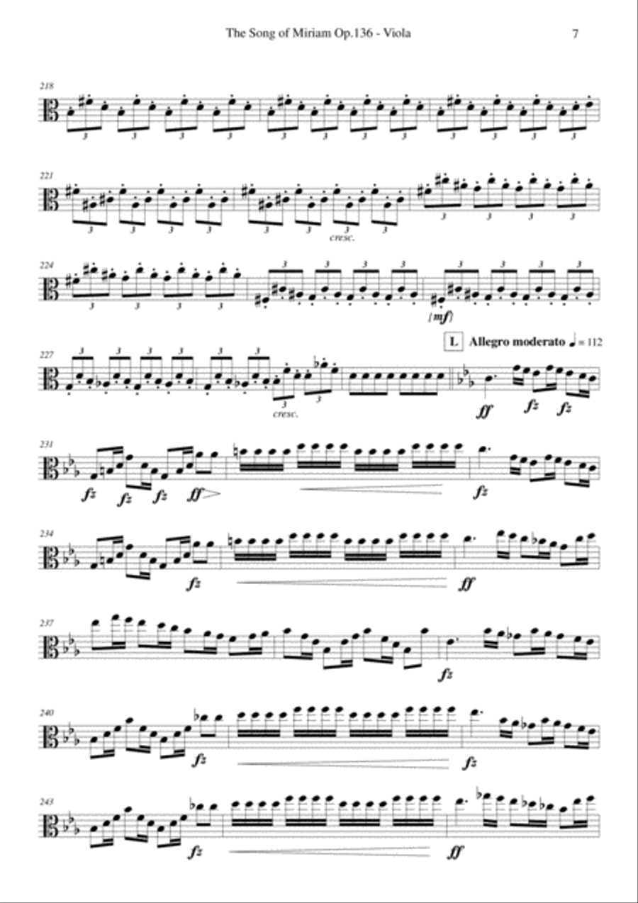 Schubert - The Song of Miriam Op.136 - Viola 4-Part scores gallery preview page 6