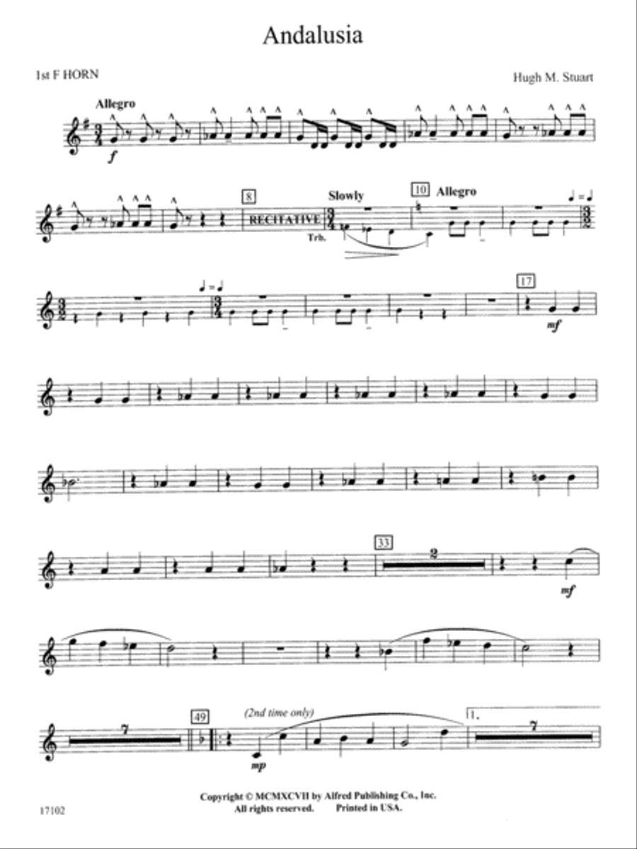 Andalusia: 1st F Horn Andalusia: 1st F Horn Concert Band scores gallery preview page 1