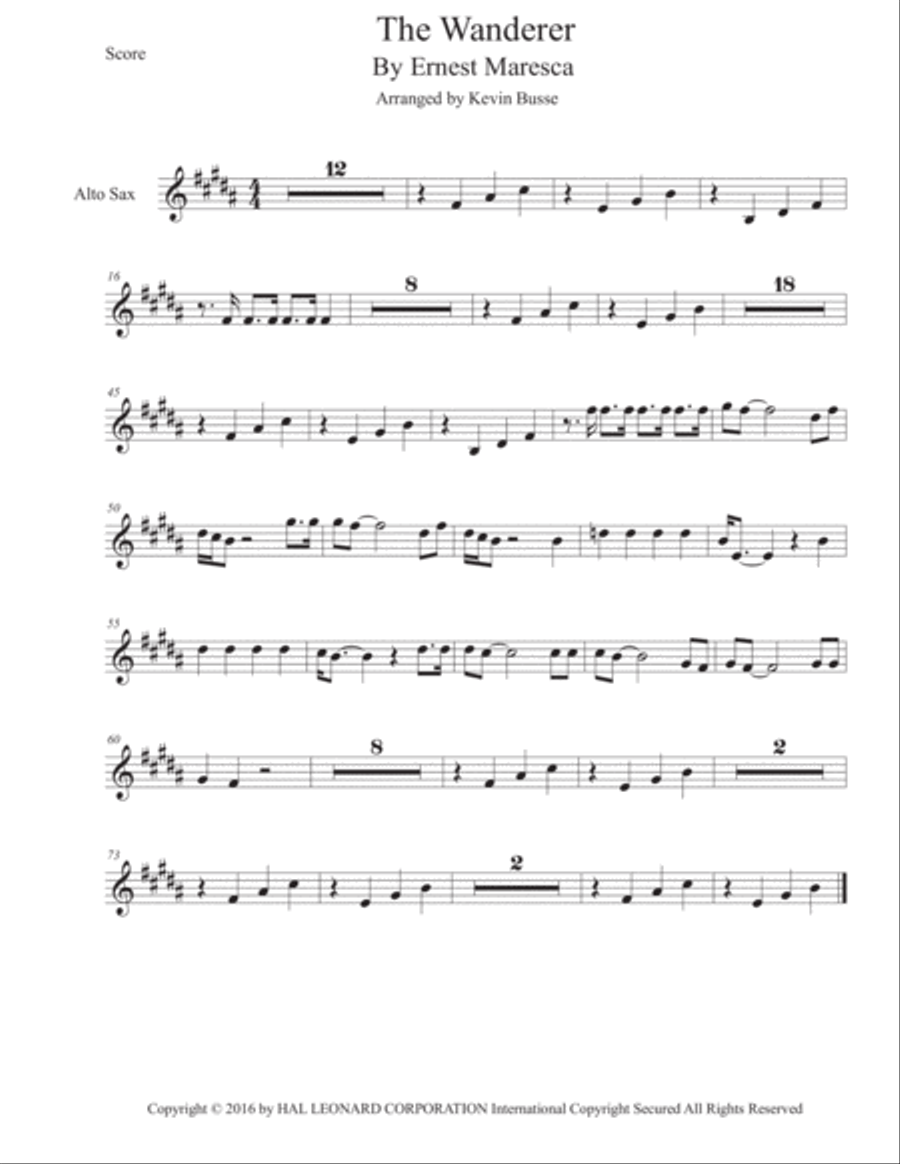 The Wanderer Alto Saxophone scores gallery preview page 1
