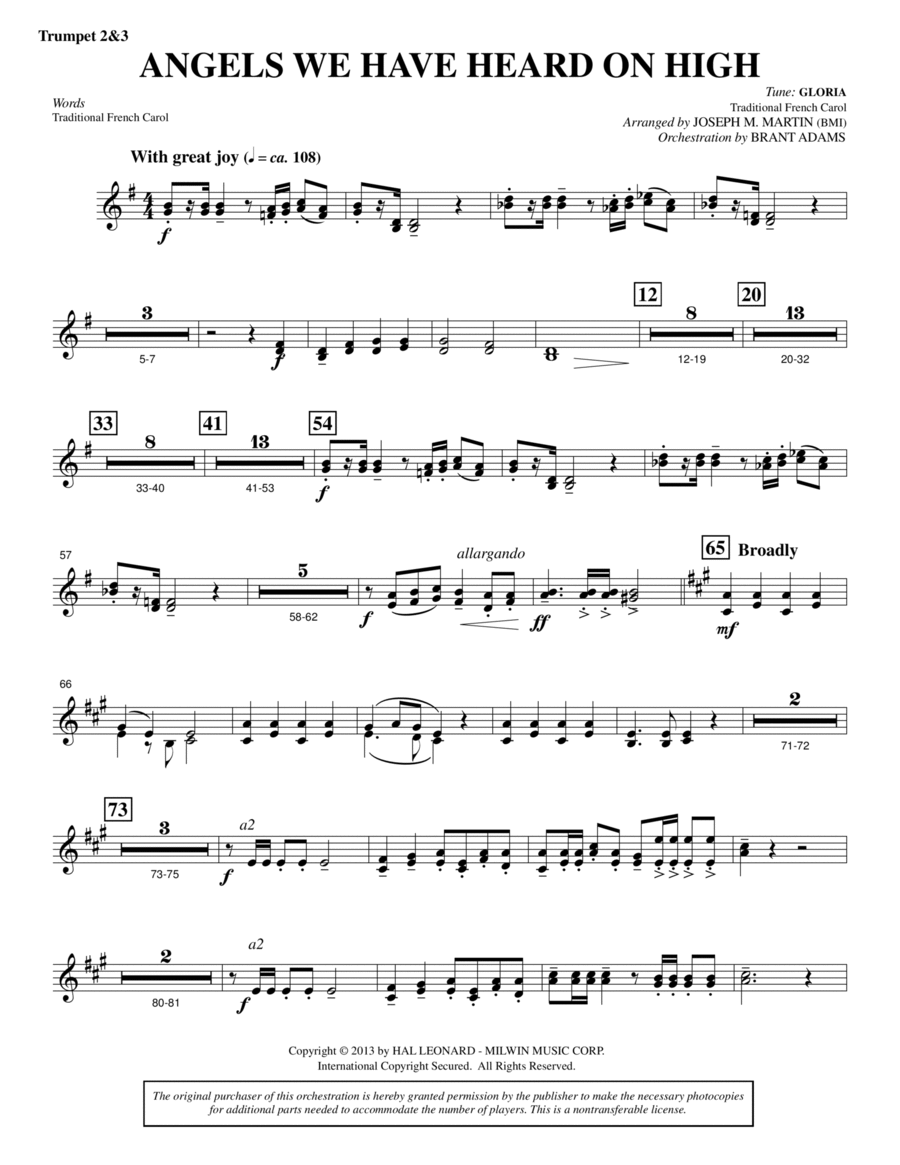 Angels We Have Heard On High (from A Symphony Of Carols) - Bb Trumpet 2,3
