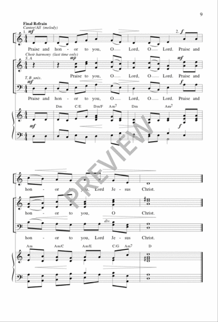 Psalm and Gospel Acclamation for Lent 4-Part scores gallery preview page 8