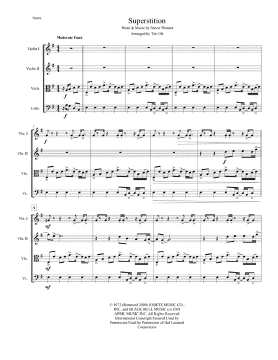 Superstition Superstition String Quartet scores gallery preview page 1