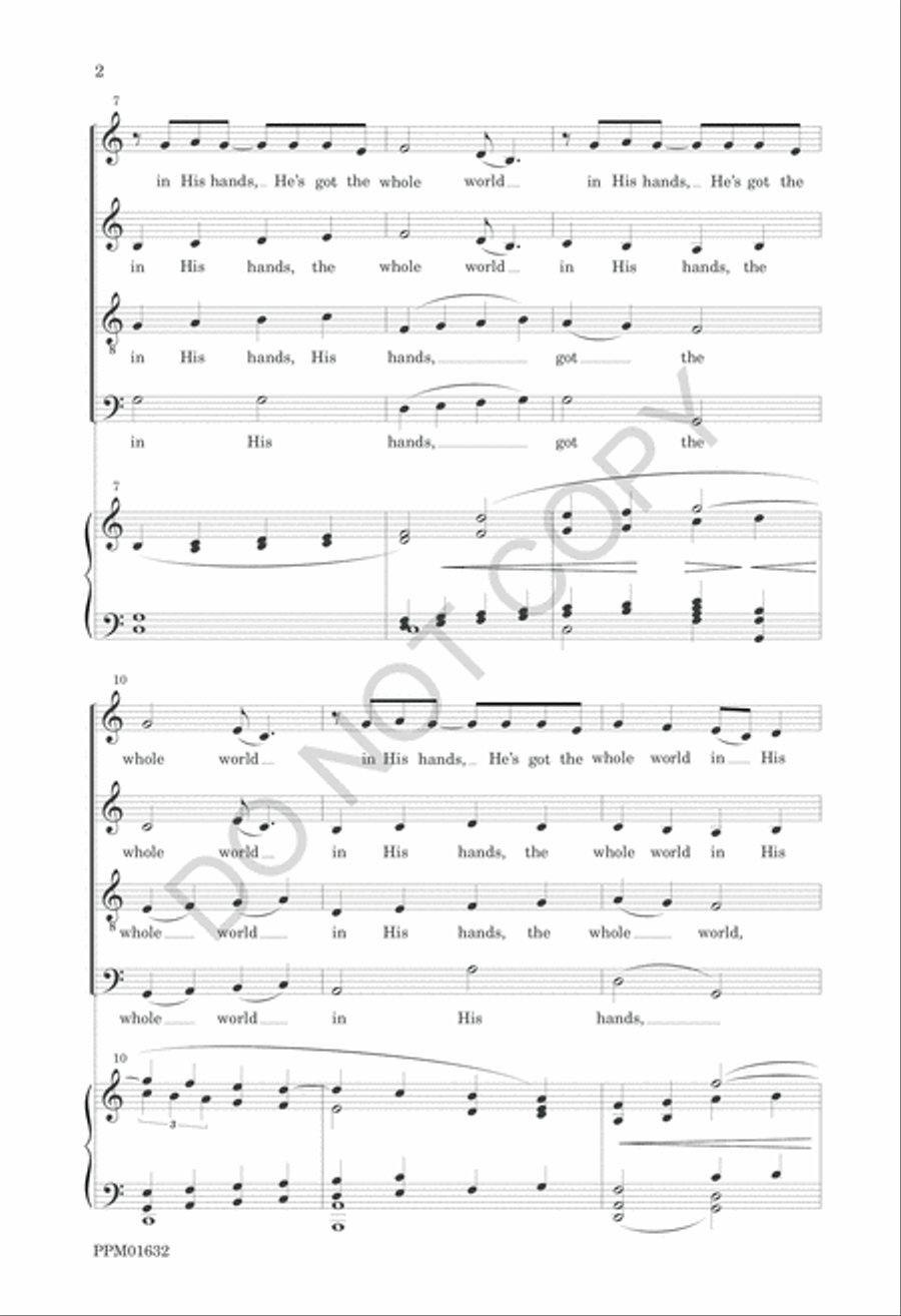 He's Got the Whole World in His Hands 4-Part scores gallery preview page 5