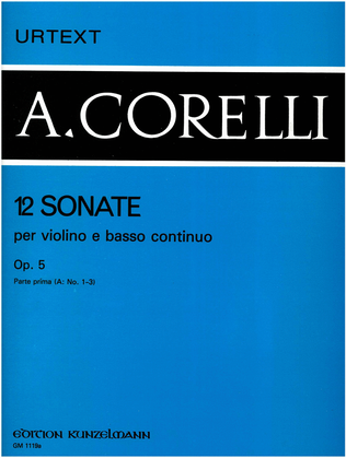 Book cover for 12 Sonatas for violin and basso continuo, Volume 1