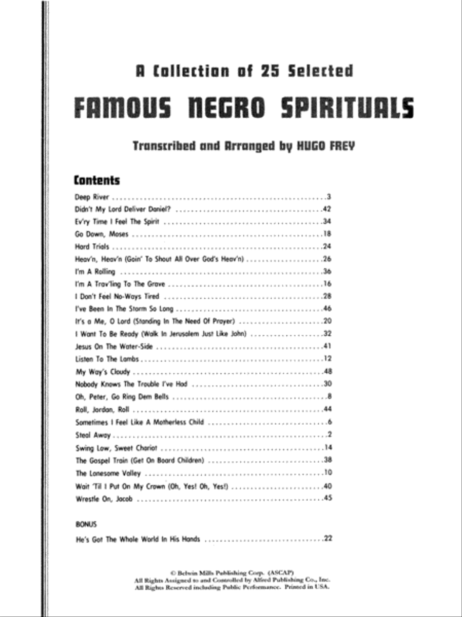 Famous Negro Spirituals Famous Negro Spirituals Piano, Vocal, Guitar scores gallery preview page 2