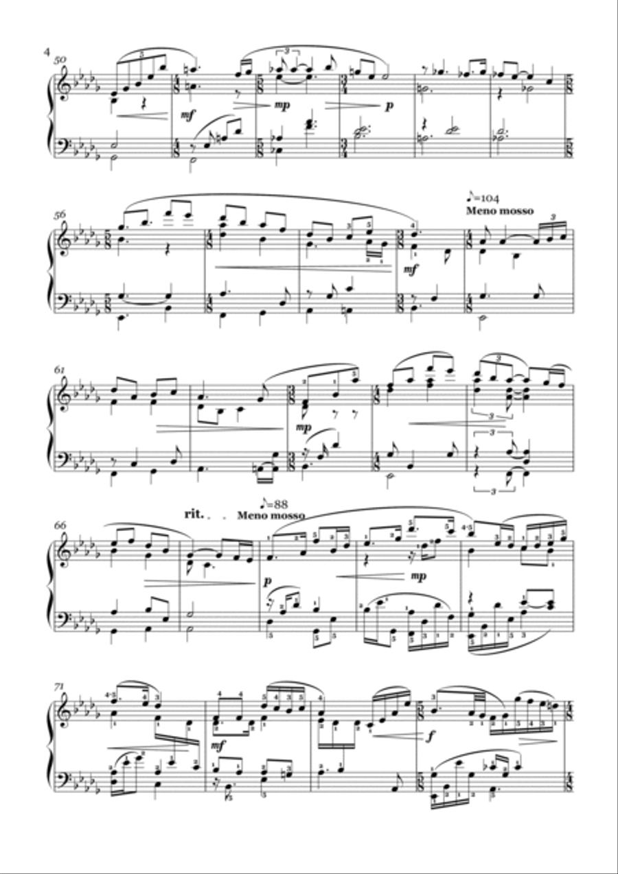 Exploration on Mvt II of Grieg Piano Concerto (solo piano) Piano Solo scores gallery preview page 4