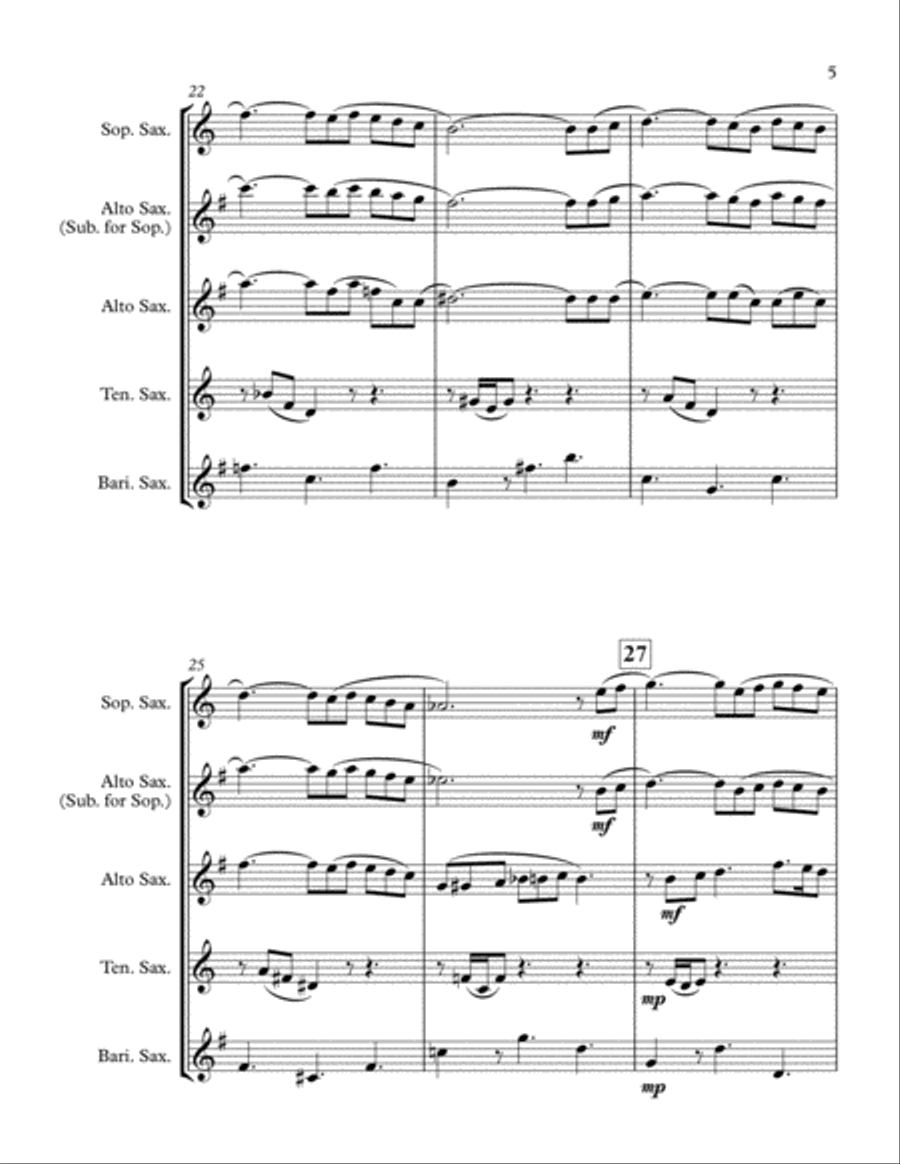 The Impossible Dream Saxophone Quartet scores gallery preview page 5