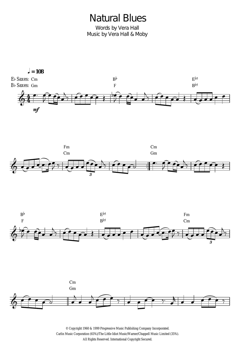 Natural Blues Natural Blues Alto Saxophone scores gallery preview page 1