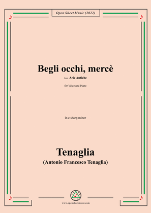 Book cover for Tenaglia-Begli occhi,mercè,from Arie Antiche(Anthology of Italian Song),in c sharp minor,for Voice a